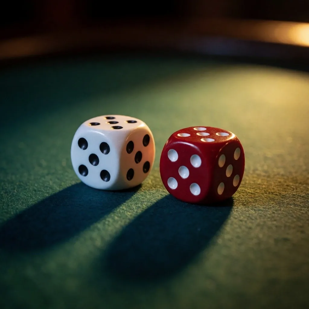 Casino dice on green felt at Alderwick House Auckland