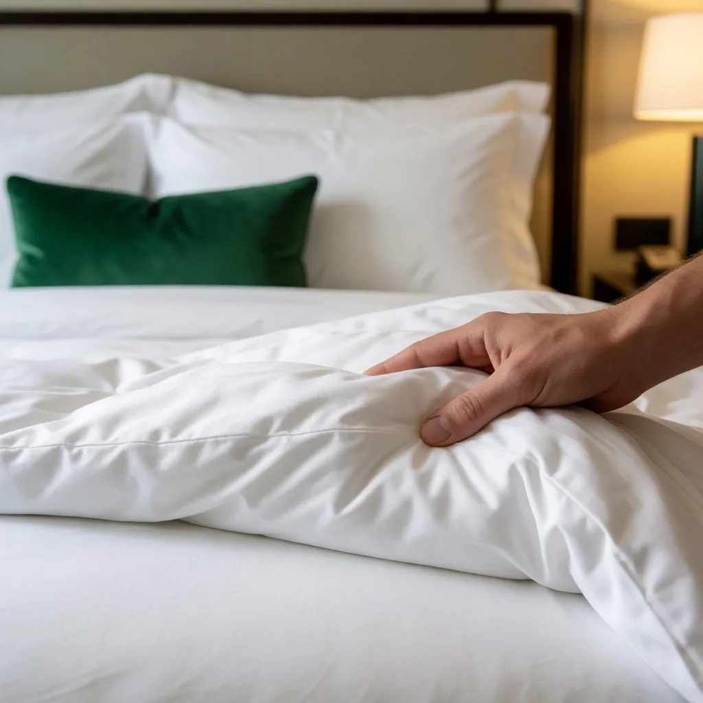 High-quality bedding and linens detail