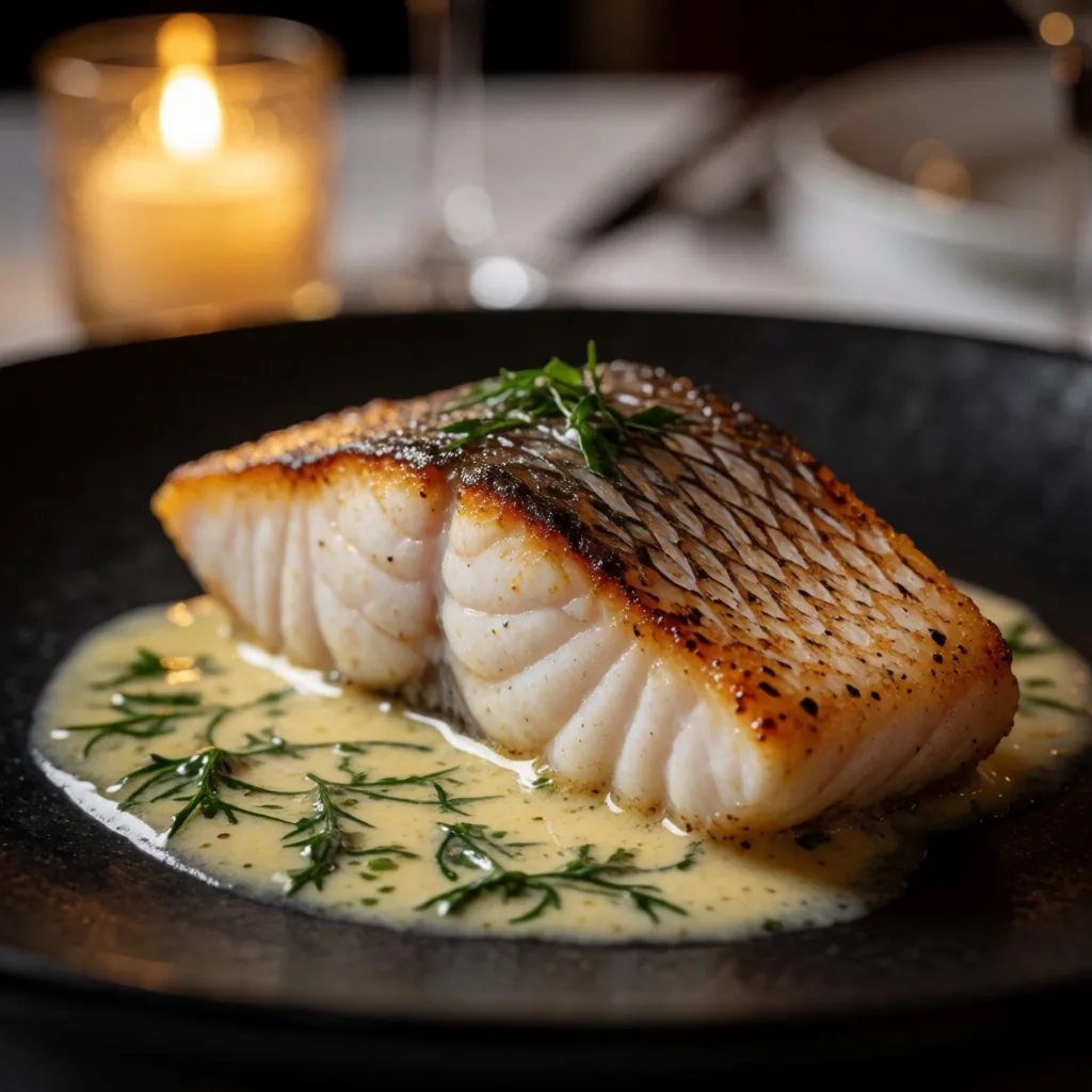 Artisanal Pacific Rim dish on a dark ceramic plate