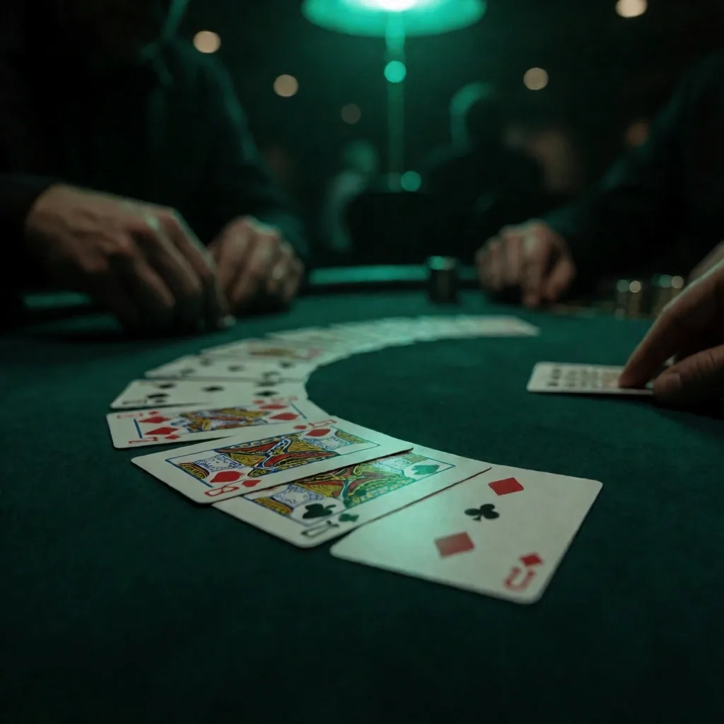Playing cards on a casino table
