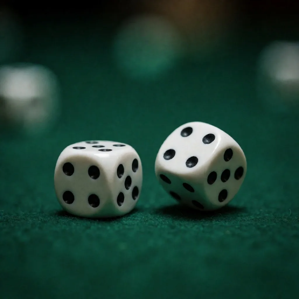 Casino dice on green felt at Alderwick House Auckland